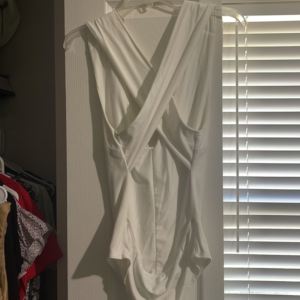 Lulus Cream Colored Deep V Bodysuit - Picture 2 of 2